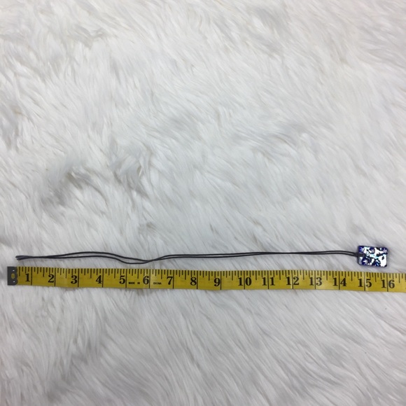 Glass Pendant Chocker Blue Rectangle w/White Stars - Picture 5 of 5